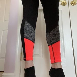 Black Athletic Leggings / Pink and grey accents